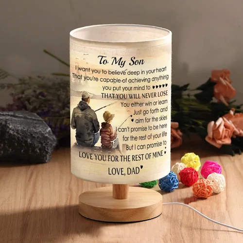 Vista 7 de Lámpara de mesa de pesca con texto en inglés "To My Son de papá", regalos de Navidad para hijo, regalo de cumpleaños, padre e hijo