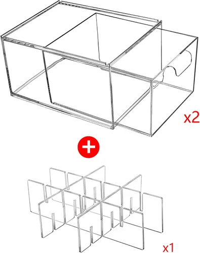 Vista 5 de Yes!Fresh Organizador de cajones, organizador de escritorio apilable con particiones interiores extraíbles para organización y almacenamiento