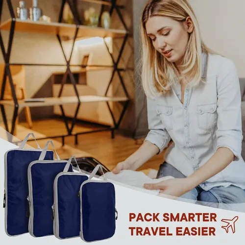 Vista 6 de TrendySupply Cubos de embalaje de compresión para viajes, cubos de embalaje y organizadores de viaje (4 azul liso)