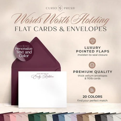 Vista 2 de Curio Press Tarjetas de notas de papelería personalizadas con sobres, tarjetas personalizadas hechas a mano y tarjetas de felicitación, tarjetas