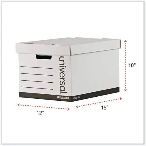 Vista 5 de Universal 85700 Caja de almacenamiento extra fuerte con tapa, carta/legal, 12 x 15 x 10, blanco, 12/cartón