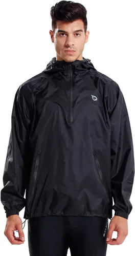 Vista 2 de BALEAF Chaqueta ligera para hombre para correr senderismo impermeable con capucha rompevientos con capucha y con capucha