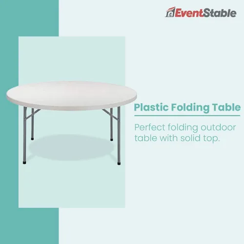 Vista 6 de EventStable TitanPRO - Mesa plegable de plástico resistente para exteriores, redonda de 60 pulgadas, 5
