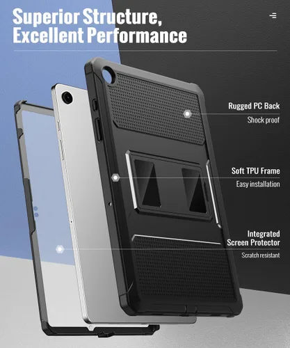 Vista 3 de MoKo Funda para Samsung Galaxy Tab A9 Plus/A9+ de 11 pulgadas 2023, a prueba de golpes de cuerpo completo resistente con protector de pantalla