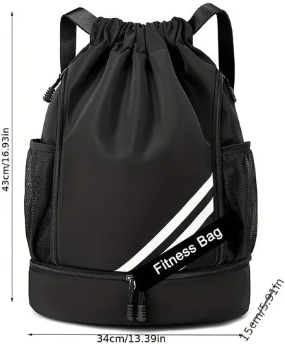 Vista 3 de 1 unidad, mochila deportiva, mochila, bolsa con cordón, natación, actividades al aire libre, fitness, camping, ciclismo, senderismo, Azul profundo