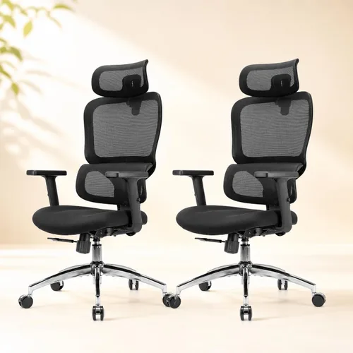 Vista 10 de M59AS Silla ergonómica de oficina, respaldo doble, soporte lumbar Negro