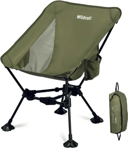 Vista 14 de WildCall Silla de camping plegable ligera, silla antihundimiento