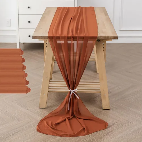 Vista 52 de Paquete de 2 caminos de mesa de gasa de 10 pies de 29 x 120 pulgadas, camino de mesa romántico transparente para boda, fiesta de cumpleaños