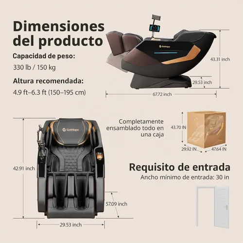 Vista 7 de Sillón reclinable de cuerpo completo de masaje de gravedad cero 4D Negro