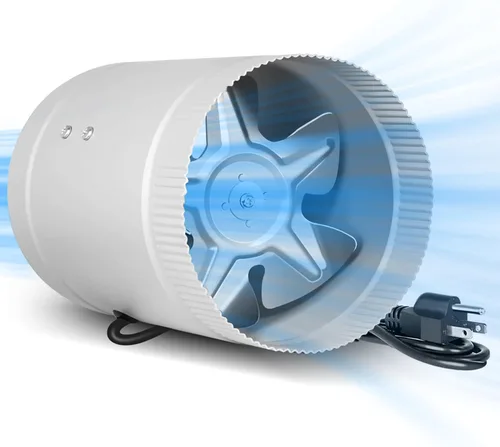 Vista 4 de iPower Ventilador de conducto de refuerzo en línea de 4 pulgadas, ventilador de ventilación de escape HVAC con bajo ruido para baños, cocinas