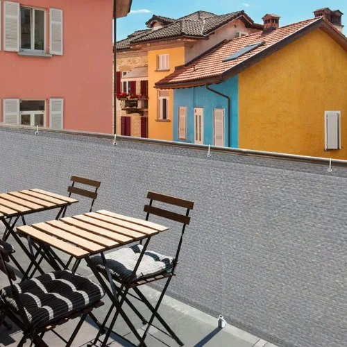 Vista 6 de iCover 3x10 pies de valla de pantalla de privacidad para balcón, cubierta de valla de barandilla resistente a los rayos UV para porche, terraza Gris