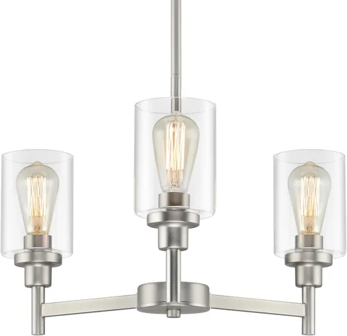 Vista 14 de Candelabros rústicos de madera falsa de 3 luces para comedor con cubierta de vidrio transparente