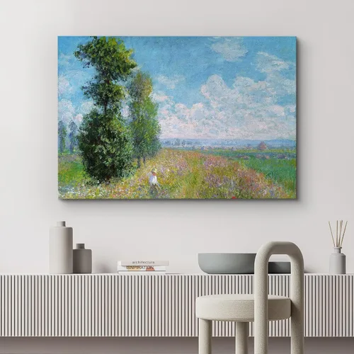 Vista 2 de wall26 Prado con álamos por Claude Monet - Arte moderno impresionista, arte en lienzo para el hogar, 12 x 18 pulgadas