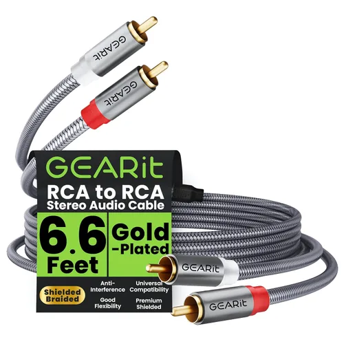 Vista 15 de GEARit Cable RCA (1 pie) 2RCA macho a 2RCA macho, cables de audio estéreo, cable RCA estéreo blindado trenzado para cine en casa, televisión de alta