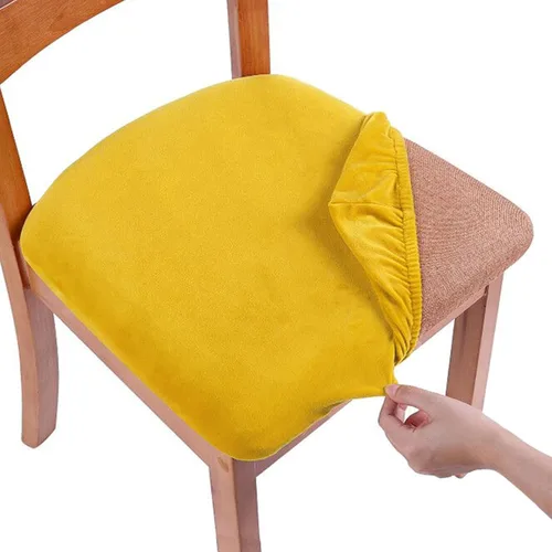 Vista 28 de Smiry - Fundas de asiento de terciopelo para silla de comedor, juego de 2, ajuste elástico, extraíbles y lavables, fundas protectoras de cojín