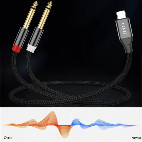 Vista 7 de J&D Cable divisor estéreo USB C a doble de 0.250 in y 1/4 pulgadas, USB tipo C a doble cable de audio TS de 0.250 in 1/4 pulgadas para iPhone 15/15