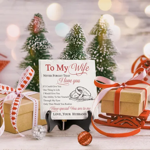 Vista 8 de LukieJac Regalos para esposa del esposo romántica de cerámica I Love You, placa de regalo para esposa, ideas de regalo de cumpleaños, día de San