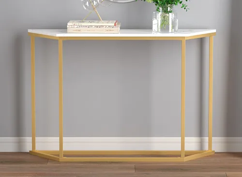 Vista 6 de SAFDIE Mesa consola moderna – Mesa de entrada elegante y resistente para pasillo, sala de estar o detrás del sofá – Fácil montaje, diseño de espacio