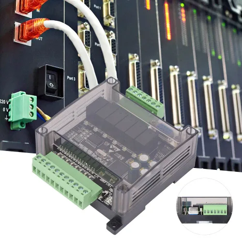 Vista 3 de Tablero controlador lógico programable DC 24V, módulo controlador de relé de tablero de control industrial FX1N-14MR, computadora industrial