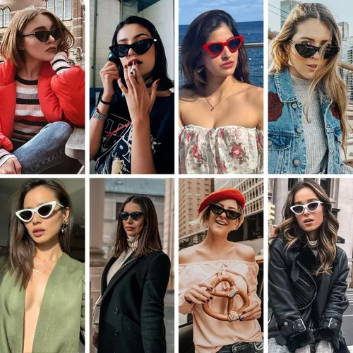 Vista 5 de Vintage Cat Eye Sunglasses for Women Classic Retro Narrow Cateye Shades UV400 Protection Sun Glasses Sunnies
