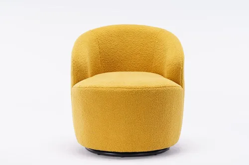 Vista 13 de Silla giratoria decorativa, moderna silla tapizada de barril con respaldo ergonómico y cojín cómodo, sillón individual de ocio para sala de estar
