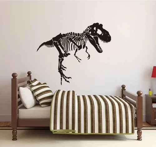 Vista 2 de Calcomanías grandes de esqueleto tiranosaurio de dinosaurio animal para decoración de habitación de niños y dormitorio, vinilo YT2923