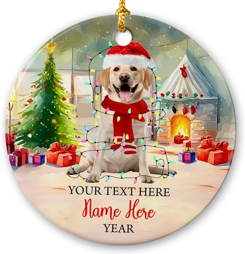 Vista 27 de Adorno de cerámica de Alaska Malamute de Feliz Navidad, decoración personalizada de Papá Noel, perro de Alaska Malamute nombre de perro, decoración