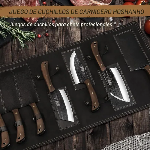 Vista 5 de HOSHANHO Juego de cuchillos de carnicero, juego de cuchillos de cocina