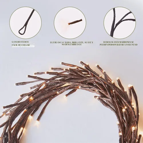 Vista 5 de Enchanted 9.5ft 160LED Willow Vine Luces con control remoto 8 modos