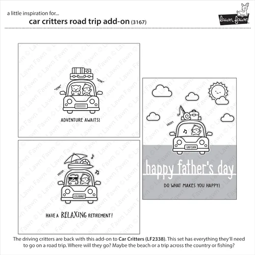 Vista 2 de Lawn Fawn - Car Critters Road Trip - Sellos adicionales, troqueles y bolsillo