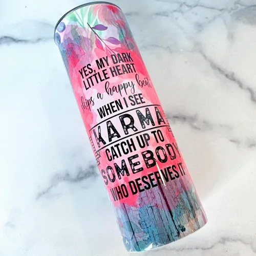 Vista 4 de Karma Catch Up To Someone Who Merves It - Vaso sarcástico divertido con tapa con popote para mujeres, compañeros de trabajo, regalo, taza de viaje