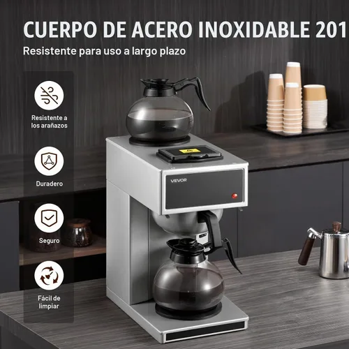 Vista 5 de VEVOR Cafetera comercial del goteo 12 tazas estilo del goteo de la máquina