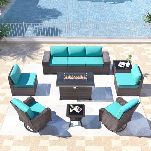 Vista 38 de Kullavik - Juego de muebles para exterior de 6 piezas con sofá modular de ratán de polietileno, color negro