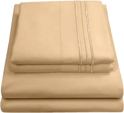 Vista 21 de Juego de sábanas extrasuaves de tamaño individual, ropa de cama transpirable y lujosa con correas elásticas integradas para las esquinas, colección