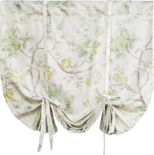 Vista 23 de Leeva Cortinas rústicas de cocina con estampado floral verde mezclado de lino para media ventana, para comedor, bolsillo para barra, cafetería