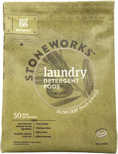 Vista 10 de Grab Green Stoneworks - Cápsulas de detergente para ropa, 100 unidades, aroma de rama de abedul, a base de plantas y minerales, limpia