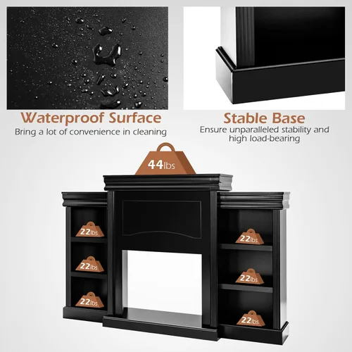 Vista 9 de Tangkula Soporte de mantel independiente de 70 pulgadas, gabinete moderno con chimenea para sala de estar, dormitorio, mesa consola de madera