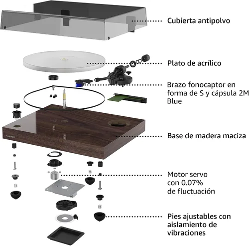 Vista 6 de Fluance RT85 Tocadiscos de Vinilo de Alta Fidelidad de Referencia con Cartucho Ortofon 2M Blue, Plato Acrílico, Motor de Control de Velocidad Bambú