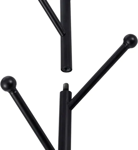 Vista 6 de MyGift 8 ganchos montados en la pared, moderno metal negro mate para sombreros y percheros, perchero decorativo vertical colgante con ganchos