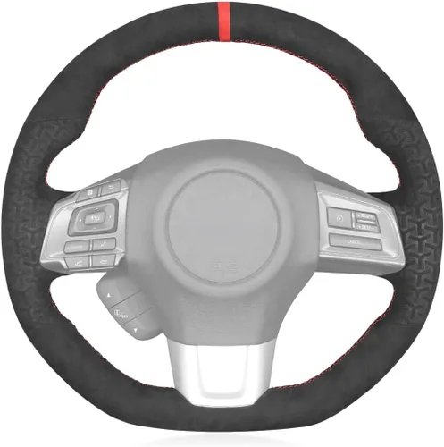 Vista 41 de MEWANT Funda de volante de automóvil transpirable cosida a mano para Subaru WRX 2015-2021 / WRX STI 2015-2021, accesorios para volante Subaru WRX