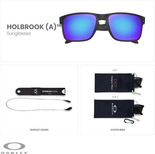 Vista 2 de Oakley Holbrook Asian Fit OO9244 - Gafas de sol de puente bajo para hombre, paquete con correa y kit de cuidado iWear de diseñador