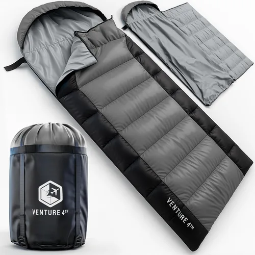 Vista 18 de VENTURE 4TH Saco de dormir para mochileros – XXL, tamaños dobles e individuales – Saco de dormir ligero para clima cálido y frío para adultos, niños