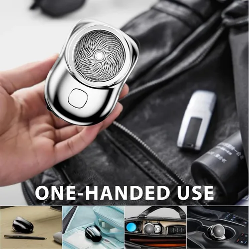Vista 3 de Mini afeitadora eléctrica para hombres y mujeres, afeitadora eléctrica portátil, afeitadora eléctrica portátil, afeitadora de doble cabeza