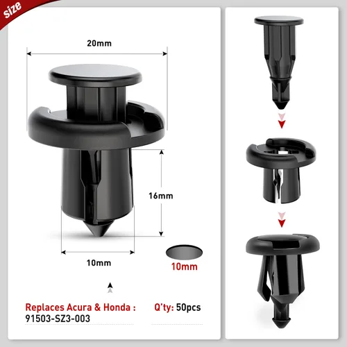 Vista 3 de Nilight 150 piezas de sujetadores de parachoques tipo empuje, clips de remache universales para automóviles y sujetadores para parachoques