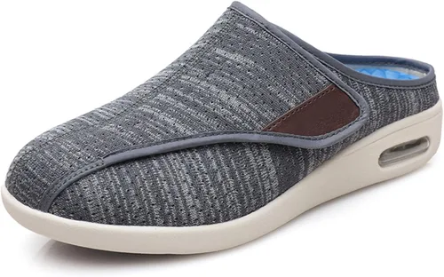Vista 11 de bumuam Zapatos para diabéticos para hombre, zapatos anchos ajustables, ligeros, antideslizantes, ortopédicos, para caminar, artritis, pies Beige
