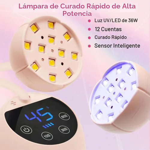Vista 2 de CGBE Lámpara de uñas LED UV, mini lámpara de uñas de curación flash Rosa