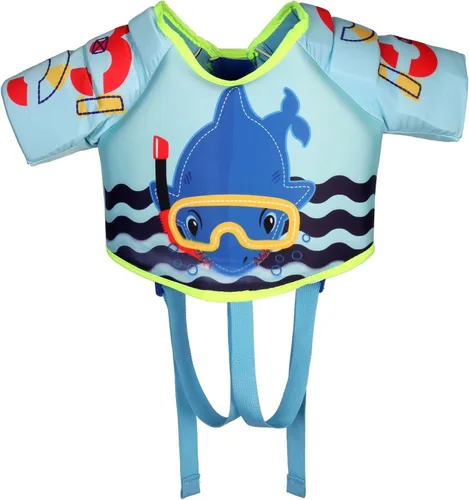 Vista 3 de Chaleco salvavidas para niños de 30 a 65 libras, chaleco flotante de natación para niños y bebés, chaleco de natación con alas de brazo para niños