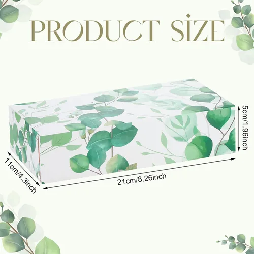 Vista 2 de Thenshop Paquete de 12 cajas de pañuelos faciales suaves a granel, caja de 2 capas, hojas de eucalipto verdes, cajas de pañuelos faciales lisas