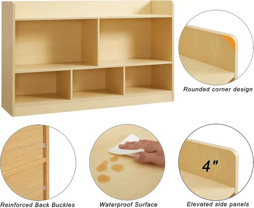 Vista 4 de Organizador de almacenamiento de juguetes para niños, estantería de 5 secciones para organizar libros, juguetes, armario de almacenamiento