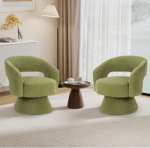 Vista 13 de Bonzy Home Silla Giratoria de Barril, Sillón de Acento de Terciopelo Silla Club Giratoria de 360 Grados para Sala de Estar Dormitorio Sala de Beige